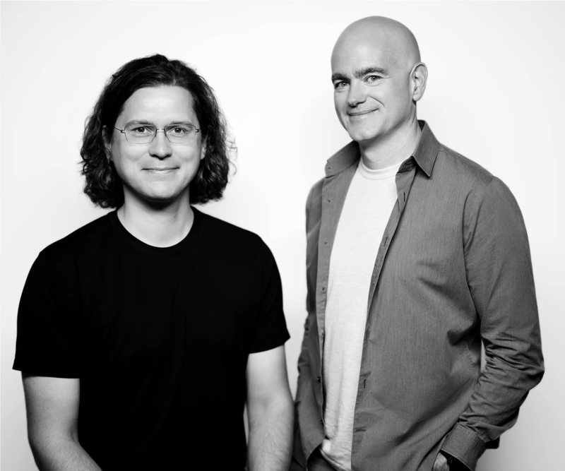 Sasha Sinkevich and Jon McLachlan, the founders of Ceed, in black and white